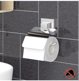 Resim Teknotel Easyfıx Yapışkanlı Kapaklı Tuvalet Kağıtlık Krom Ef238 