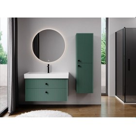 Resim Denko Marsilya 100 Cm Beyoğlu Yeşil Banyo Dolabı Takımı Ve Boy Dolabı Antrasit 