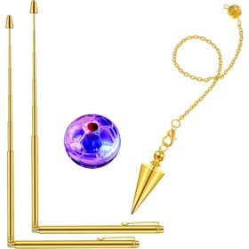 Resim Quirky Quar 4 Adet Dowsing Çubuklar Bakır Set Kalem Şekleli Altın Ruh Çubukları Su Divine Çubukları LED Işık Kedi Topu (Yurt Dışından) 