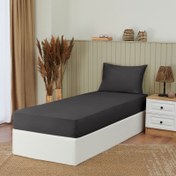 Resim Nuvomon Tek Kişilik Penye Çarşaf Seti - Antrasit - 100x200 cm + 50x70 cm 