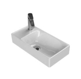 Resim Turkuaz Sharp Etajer Uyumlu Lavabo 50 25 Cm Soldan Batarya Delikli Beyaz 