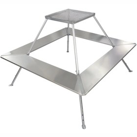 Resim Paslanmaz Çelik Soba Koruma ve Çok Amaçlı Kamp Masası 