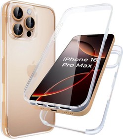 Resim Apple iPhone 16 Pro Max Uyumlu 360° Ön Arka Tam Koruyucu Şeffaf Silikon Full Body Kılıf 