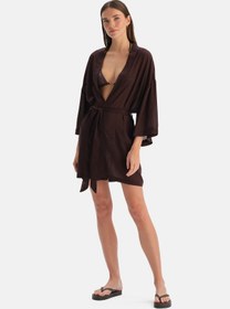 Resim Dagi Kahverengi Kahverengi Kısa Kimono 