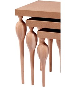 Resim BENGİ TİCARET Zigon Ilgz 16813 Tombul Klasik Model Kayın Ayak Mdf Kaplama Tabla Ham El Yapım 