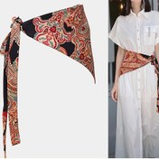 Resim Vintage Bohem Paisley Baskılı Geniş Kemer - Renkli Nakışlı Üçgen Eşarp, Polyester, Makinede Yıkanabilir, Günlük Geziler, Partiler ve Festivaller için 