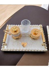 Resim Hana Söz Kahve Tepsisi Gold Bronz 