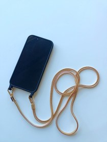 Resim Bonnie&Chico iPhone 12 PROMAX uyumlu çapraz takılan gold zincir telefon askısı 