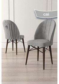 Resim Canisa Ritim Serisi 1.sınıf Babyface Ithal Kumaş 4 Adet Gri Sandalye Ceviz Gürgen Ayak Gümüş Halkalı Sandalye Gri Ayakları Ceviz 