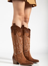 Resim MS SUGAR SHOES Sugar Kadın Acı Kahve Nakışlı Kovboy Western Dallas Çizme 