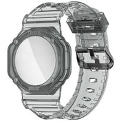 Resim Tpu Glacier Strap Çocuk Yetişkin Gps Bulucu Wristband Airtag Takipçisi İçin, Renk: Saydam Siyah 