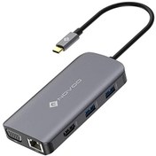 Resim Type-C to 3xUSB-A 3.0 HDMI 4K@30Hz VGA RJ45 PD 100W SD TF Kart Okuyucu Hub Novoo