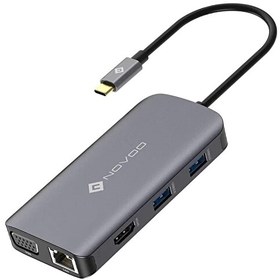 Resim Type-C to 3xUSB-A 3.0 HDMI 4K@30Hz VGA RJ45 PD 100W SD TF Kart Okuyucu Hub 