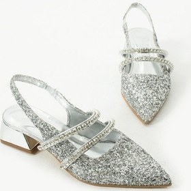 Resim Kadın Taşlı Şık Babet-topuklu Ayakkabı-linda GÜMÜŞ 