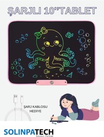 Resim Solinpatech 10'' Şarj Edilebilir Dijital Yazı Çizim Tableti Pembe 