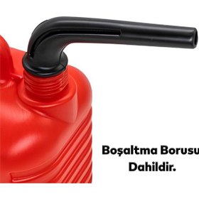 Resim NZB Plastik Boşaltma Borulu Antistatik Benzin Bidonu 5 Litre Akaryakıt Mazot Taşıma Doldurma Yakıt Depol 