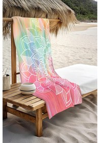 Resim Dijital Baskı Plaj Deniz Havlusu Mandala Desenli Peştamal Hvl0152 Renkli 