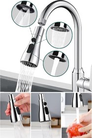 Resim Soillium 3 Fonksiyonlu Tasarruflu 360 Derece Döner Musluk Lavabo Başlığı Evye Mutfak Bataryası Musluk Başlığı 