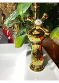 Resim İsaoğlu Yapı Altın Mutfak Bataryası Gold Evye Musluğu Avantgarde Tasarım Aç Kapa Sistem Rustik Mutfak Bataryası Gold 