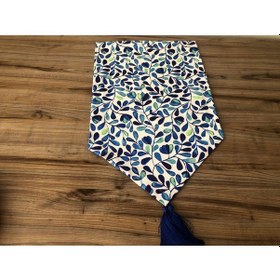 Resim Mavi Yapraklar Desenli Runner Çok Renkli 