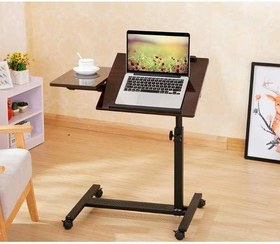 Resim Yerden Yükseklik Ve Eğim Ayarlı Mouse Bölmeli Tekerli Laptop Sehpası Bilgisayar Masası Siyah 