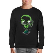 Resim Alien on Planet Siyah Çocuk Sweatshirt 