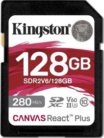 Resim Kingston SDR2V6 Canvas React Plus V60 128 GB SD Hafıza Kartı 