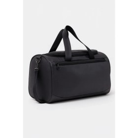 Resim Kaff Siyah Suni Deri Yan Ayakkabı Bölmeli Unisex Geniş Hacimli Seyahat Spor Fitness Spor Çantası - 00124 