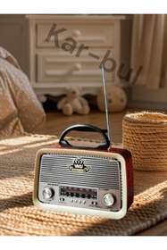 Resim kar-bul 301 Ahşap Nostaljik Görünümlü Bluetoothlu Usb-sd Card Mp3 Çalar Radyo Müzik Çalar 