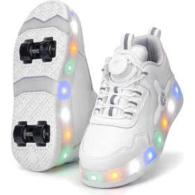 Resim Ayakkabı Fuarı Elit EYL034 Erkek Çocuk Rgb LED Işıklı Çıkarılabilir Tekerlekli Paten Ayakkabı Beyaz 