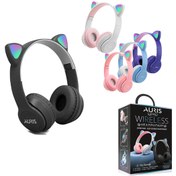 Resim Auris P47M RGB Işıklı Kedi Desenli Kablosuz Bluetooth Kulaküstü Kulaklık 