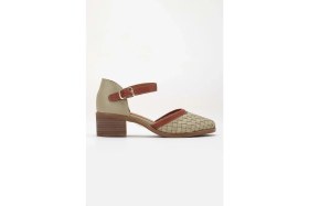 Resim Analin Shoes Kadın Deri Burnu Kapalı Örgülü Sandalet - Yeşil 
