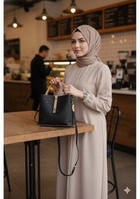 Resim Just Polo Kadın Orta Boy 3 Bölmeli Ayarlanabilir Askılı Şık El & Omuz Çantası Shoulder Bag Ebat : 22 X 20 Cm Siyah - Taba 