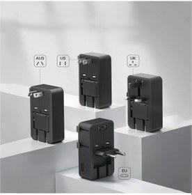 Resim 25w Evrensel Seyahat Adaptörü 2xtype-c 1xusb Eu Us Au Uk Priz Fiş Çevirici Dönüştürücü 
