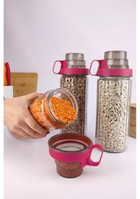 Resim Digithome Herevin 3 Lü Ölçü Kaplı Kavanoz Seti Pembe 1,43 Lt 131392-560 C1-1-139 