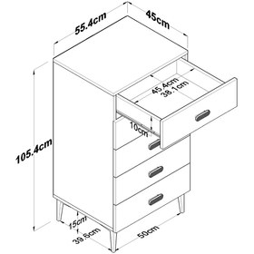 Resim Rani Mobilya Rani BE106 Şifonyer 5 Çekmeceli Yatak Odası Bebek Odası Beyaz 