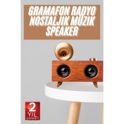 Resim Zero Land Techmrt Gramafon Nostaljik Radyo Yüksek Ses Kalitesi USB Tf Kart Aux 