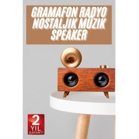Resim Zero Land Techmrt Gramafon Nostaljik Radyo Yüksek Ses Kalitesi USB Tf Kart Aux 