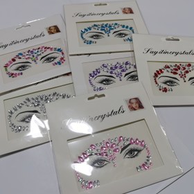 Resim 6 adet/takım Renkli Rhinestone Yüz Takma Boncuk Sticker, 6 Renk Açık Pembe Mor Mavi Kırmızı Taş Yüz Elmas Sticker Yüz Taş Sticker Boncuklar El Sanatları için Kendinden Yapışkan Rhinestone Boncuk Sticker Yüz Taşları Parıldar DIY Makyaj 