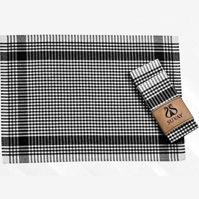 Resim Mutfak Kurulama Bezi 6'lı Mavi Pöti Kareli Bulaşık Kurulama Bezi Servis Peçetesi Beslenme Örtüsü Siyah 