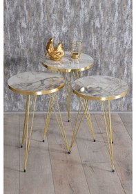 Resim Goldfalez KR Set Zigon Sehpa Ve Orta Sehpa 