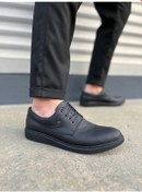 Resim Siyah Mat Clasico Bağcıklı Cilt Erkek Günlük Klasik Ayakkabı Siyah 