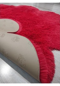 Resim Doğuş Tavşan Tüyü Kırmızı 140 x 140Cm Papatya Şeklinde Halı 