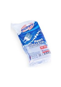 Resim Poppy Plastik Lüks Çatal - 18 Cm. - Şeffaf - 50 Adetlik 10 Paket Şeffaf 