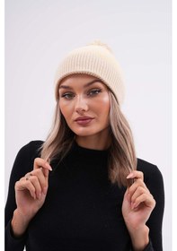 Resim Ritagarcia Peluş Ponponlu Bere Krem 