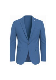 Resim Plus Scorpion Erkek Slim Fit Blazer Ceket Açık İndigo Tek Düğmeli Şık Günlük & Ofis Kombinleri İçin Tam Astar Indıgo 