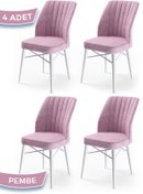 Resim Canisa Concept Flex Serisi, Pembe Sandalye , Beyaz Gürgen Ayaklı 1.sınıf 4 Adet Sandalye 