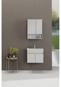 Resim Biani Dalyan 60 Cm Banyo Dolabı Renk Mat Beyaz 