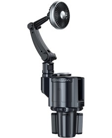 Resim Samdoo 12v/24v Araç Fanı - 3 Kademeli Hız, Led Aydınlatmalı, Dönebilen Bardak Tutucu Fan 