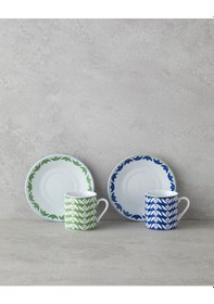 Resim English Home Nixie Porselen 4 Parça 2 Kişilik Kahve Fincan Takımı 80 Ml Yeşil-mavi Yeşil-mavi 
